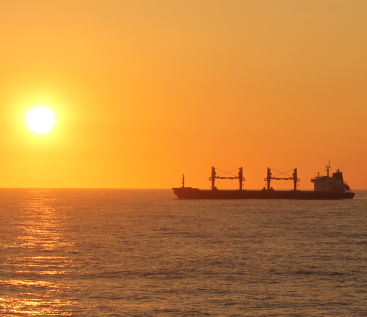 Tanker at sunset